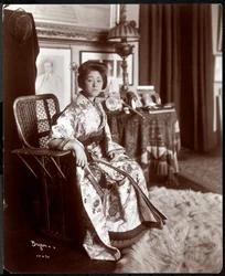 An Asian Female Fashion Model Wearing a Kimono at the Strauss Studio, New York, 1903